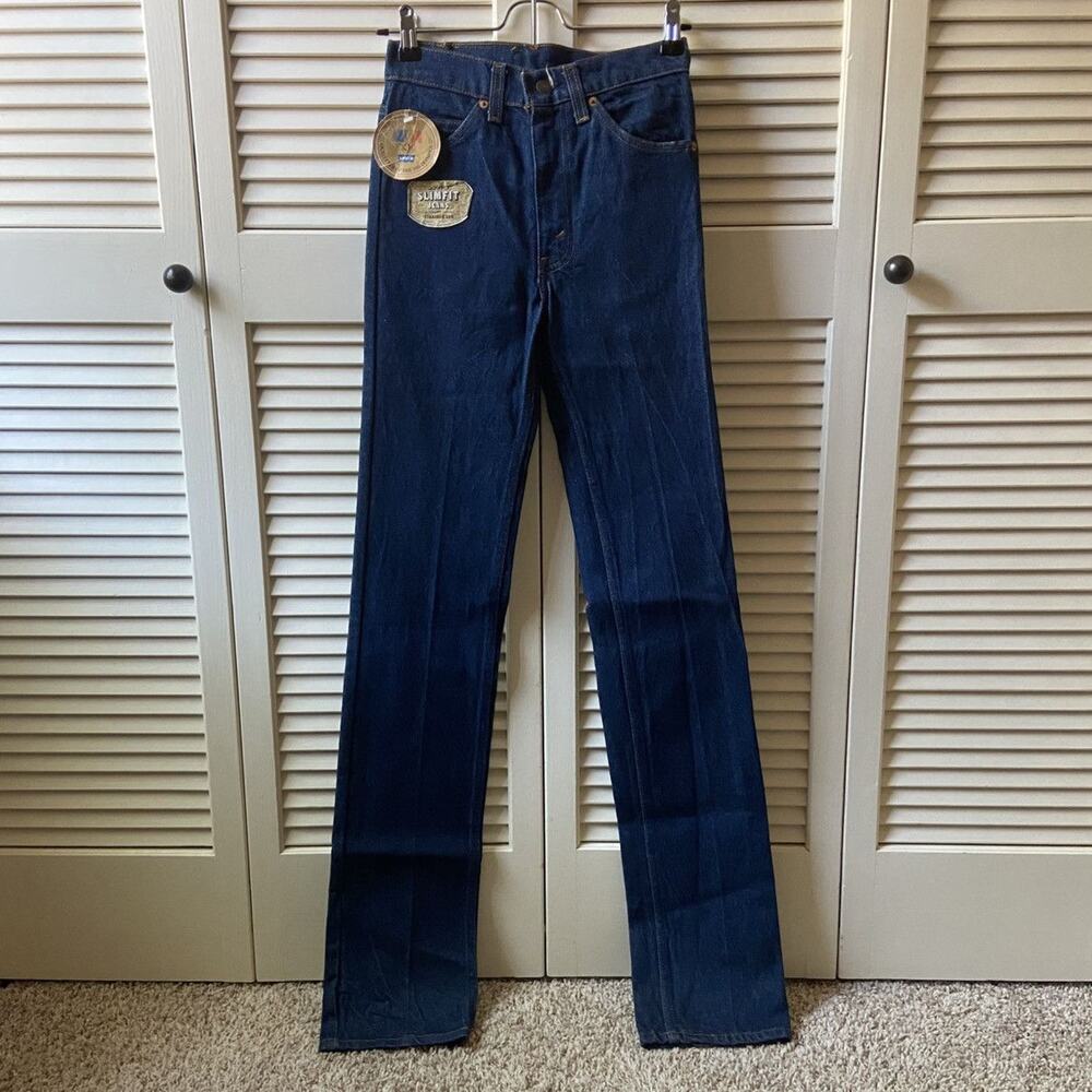 NWT 80’s Levi’s Dark Blue Denim Jeans 1984 LA Olympics Slim Straight Size 25x36